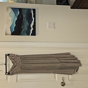 O'neill strapless Midi dress, size XS in blue/white striped pattern